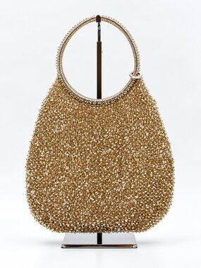 ANTEPRIMA Gold Wire Beaded Hobo Shoulder Bag Evening Party Handbag